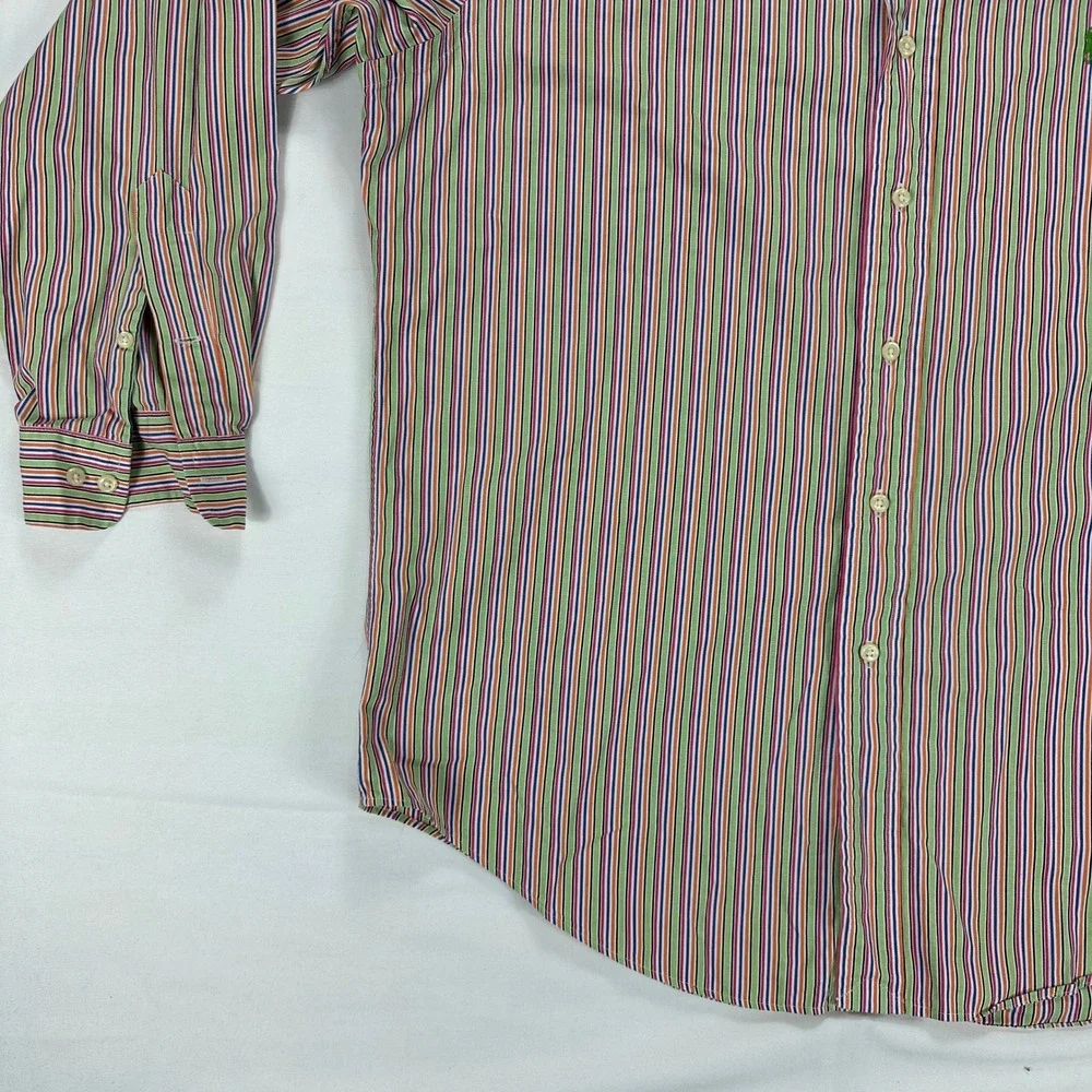 Ralph Lauren Classic Fit Button-Up Shirt Multicolor‎ Stripe 100% Cotton L